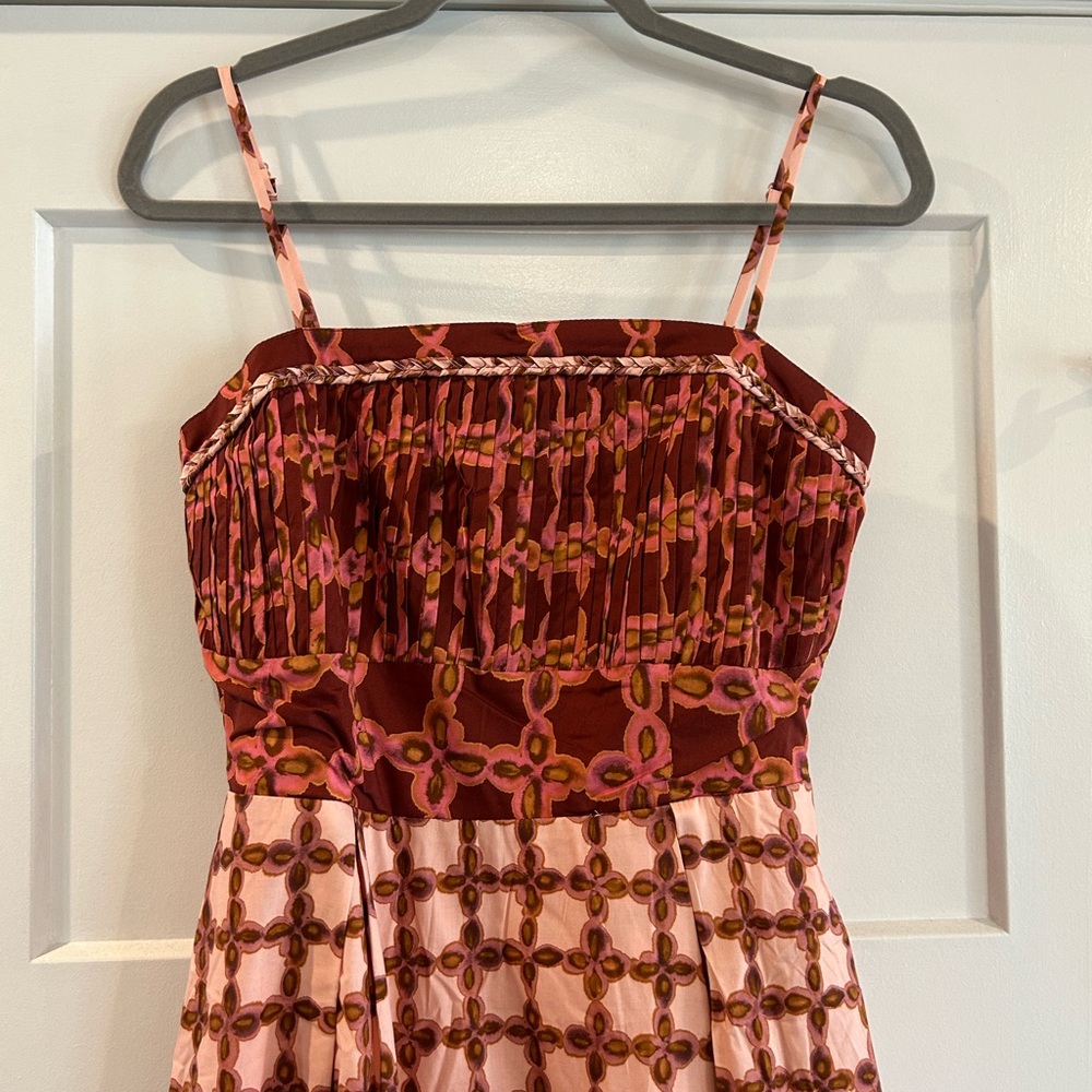 Smocked Bodice Pink Patterned Midi Dress from Red Dress - Picture 9 of 13